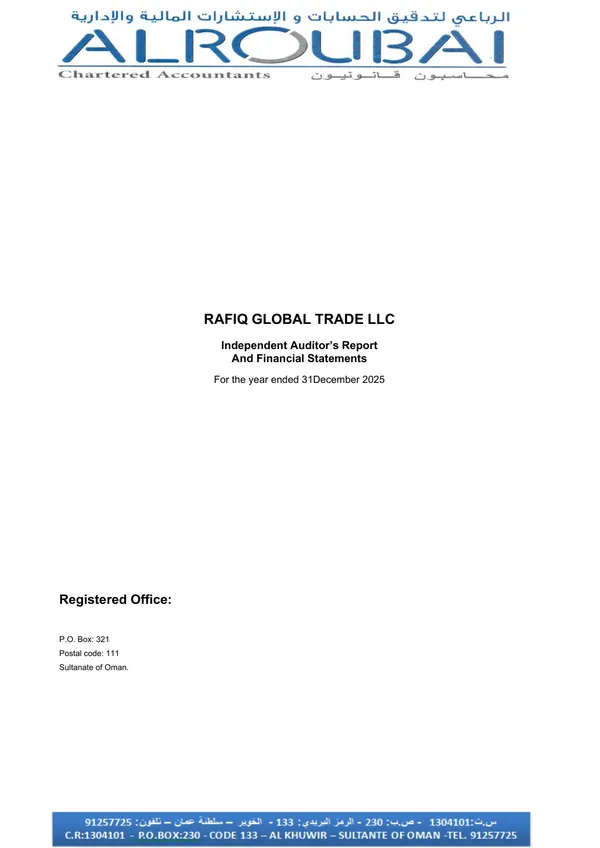 Rafiq Global Trade LLC — Audit report