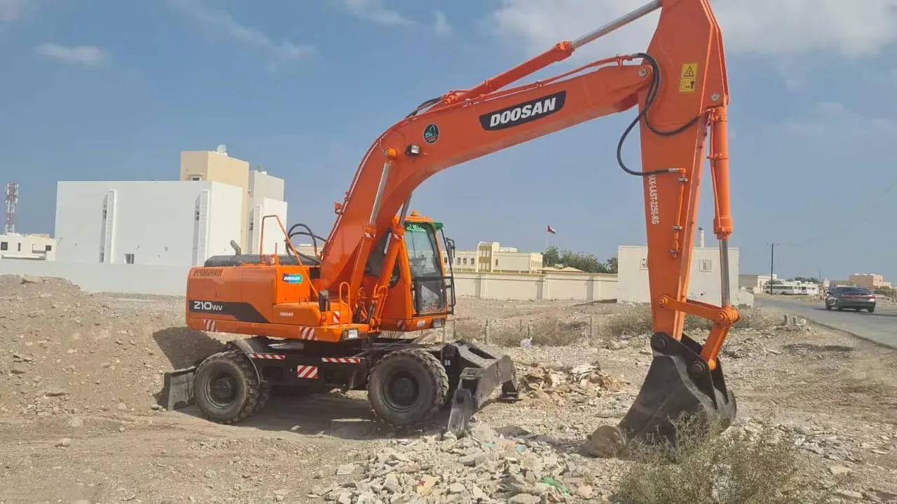 Doosan wheeled excavator on a site in the Sultanate of Oman